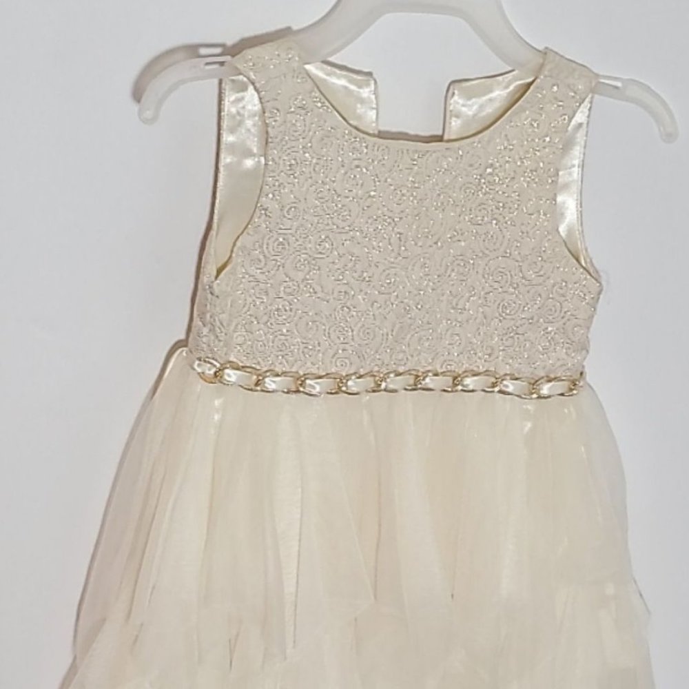 Girls Sleeveless Dress (2T-3T) cream/offwhite/gold
